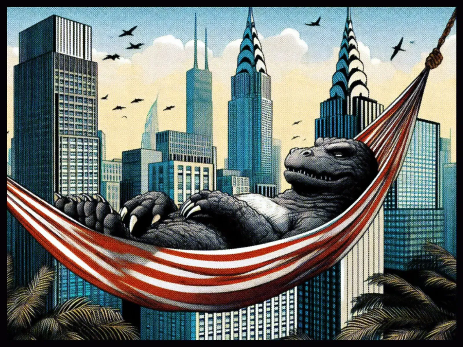 Godzilla – Vintage Posterdruck canvas met Baklijst van posterprints-by-nomad