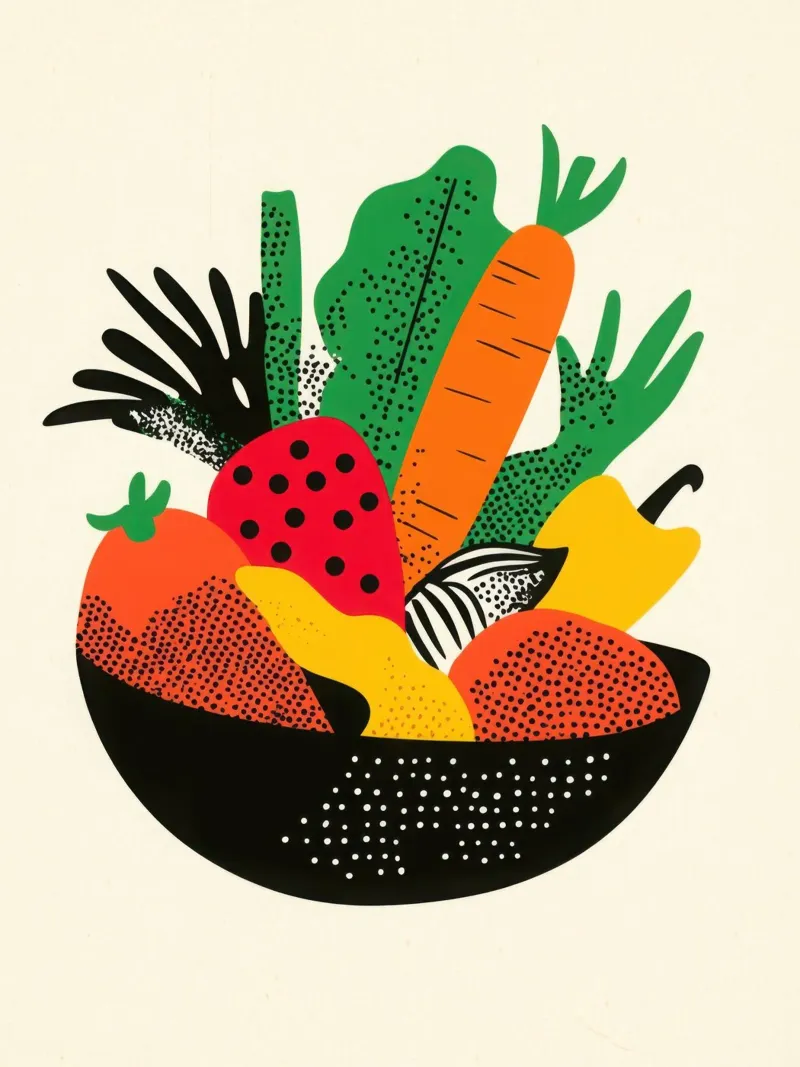 Esplosione di sapori - Légumes en Art poster con telaio in plastica da Pop and Fruits - Affiches & posters