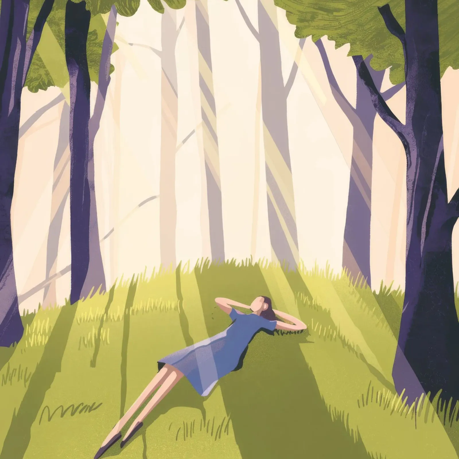 Riverbero del sonnellino nella foresta poster con telaio in legno da Timeless Huse