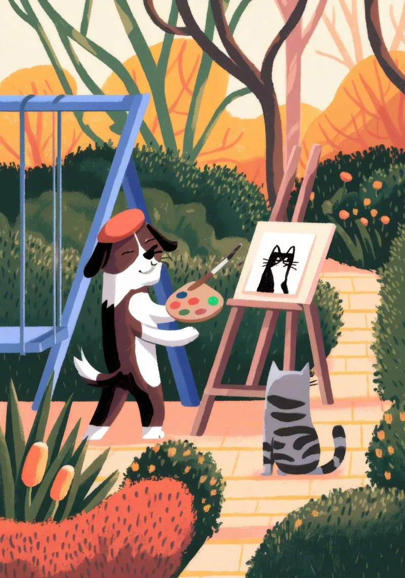 Musa artistica canina poster con telaio in legno da Timeless Huse