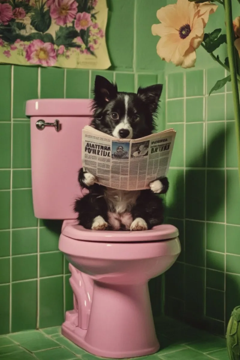 Australian Shepherd liest Zeitung pellicola backlit da NORDLICHT DESIGNS