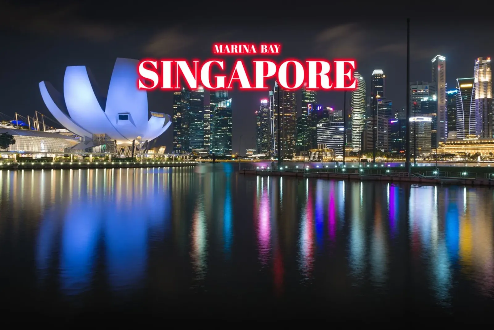 Marina Bay di notte - Singapore tela con Cornice a cassetta da surfer28