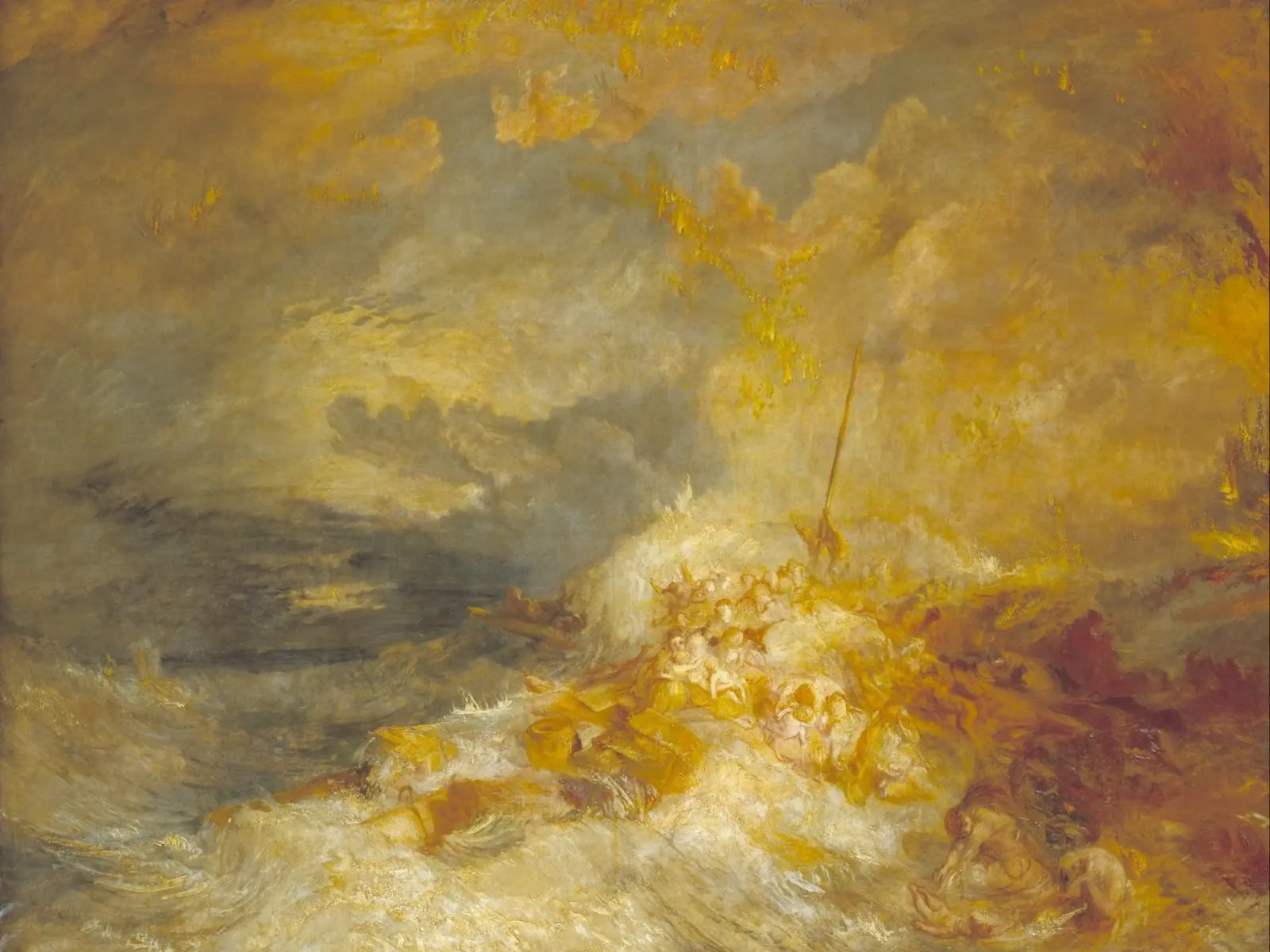 Joseph Mallord William Turner - Un disastro in mare pellicola backlit da Timeless Artworks