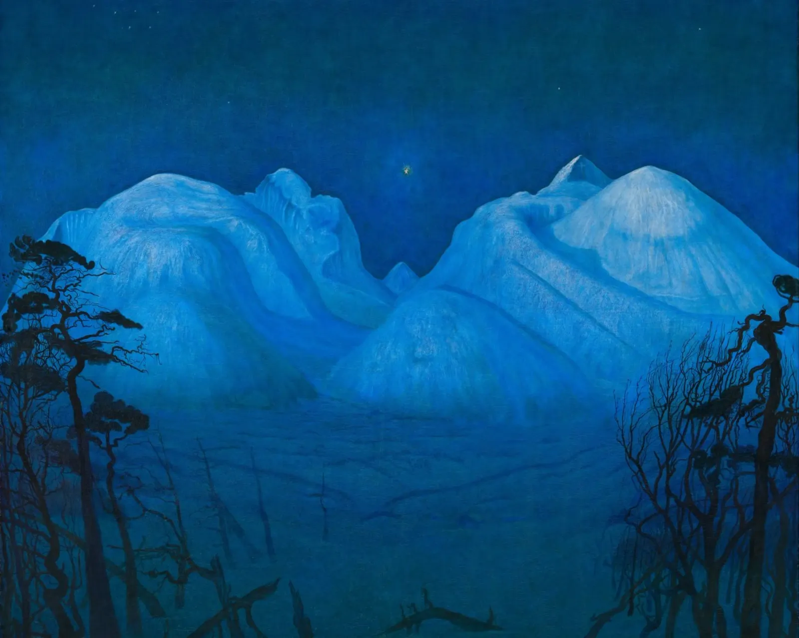 Harald Sohlberg - Notte d'inverno in montagna, (1914) pellicola backlit da Timeless Artworks