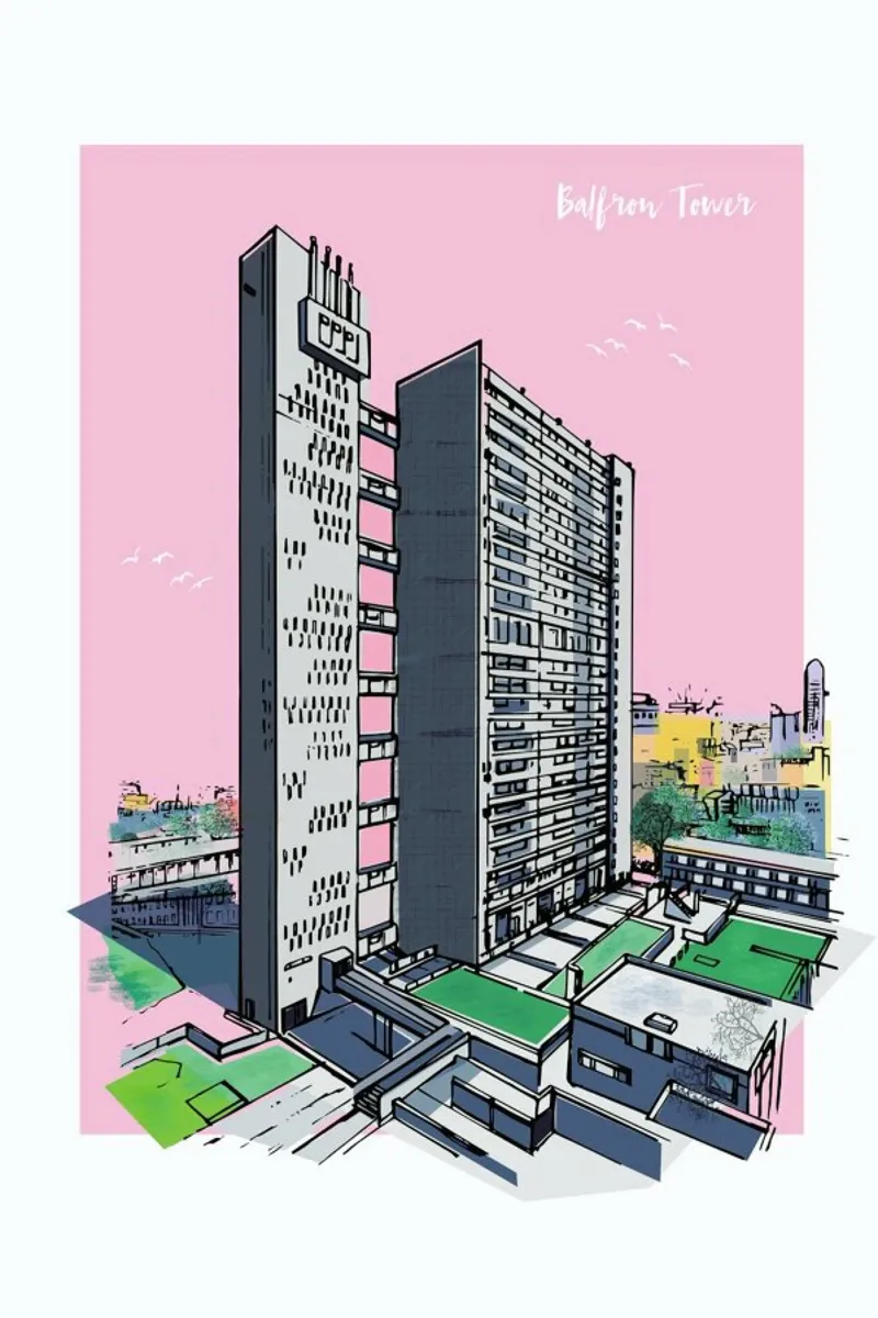 Balfron Tower poster con telaio in plastica da Rocket68