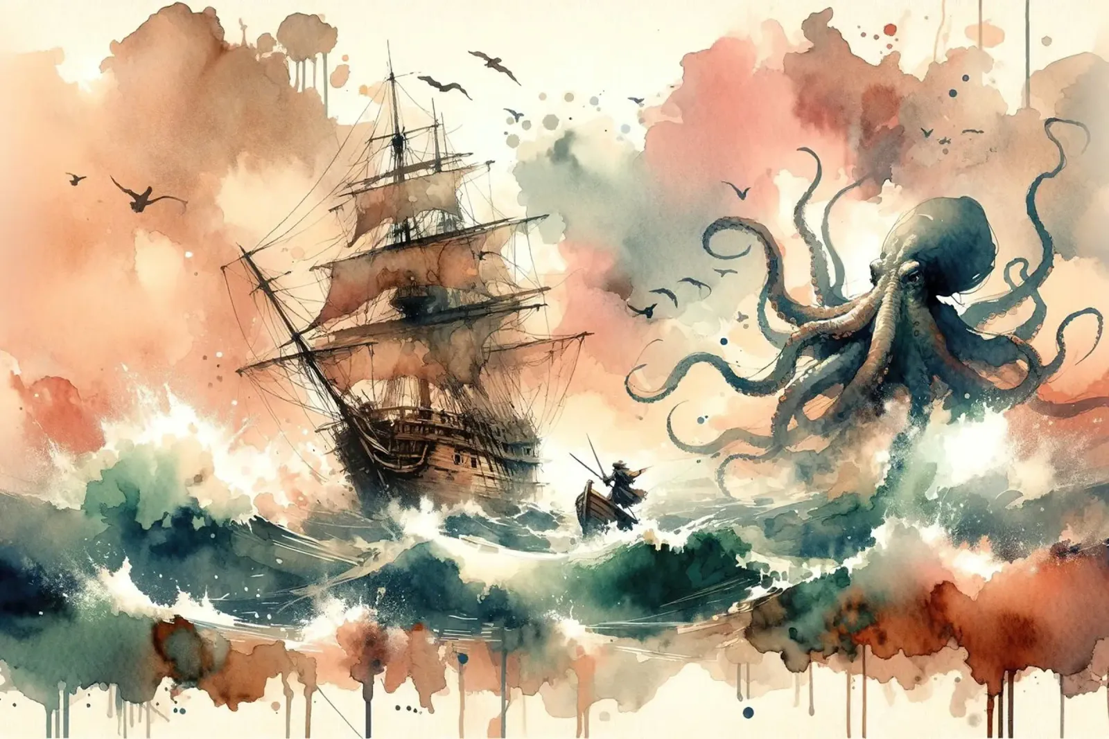 Strijd met het zeemonster hahnemühle van Chromatic Fusion Studio