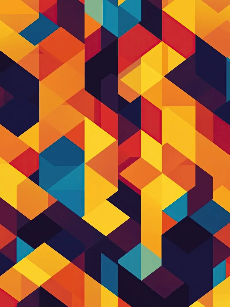 Abstract cubic pattern in retro colours alu-dibond by Autofocus