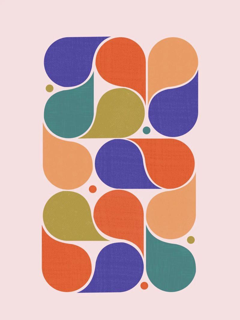 Abstract Geometric Shapes Art Print - Retro Color Palette canvas by showmemars