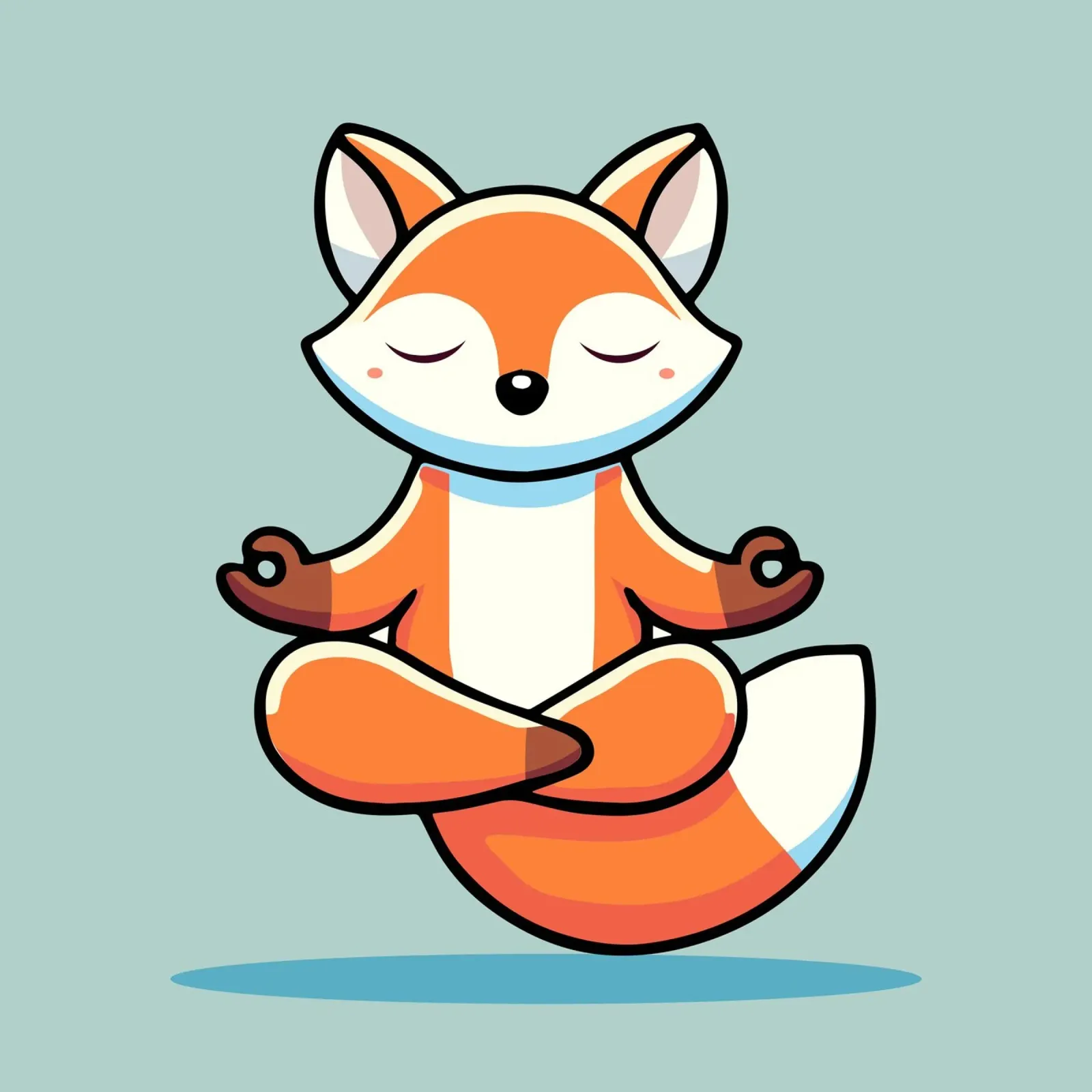 Meditating fox - Relaxing illustration canvas with Floater frame by namosh