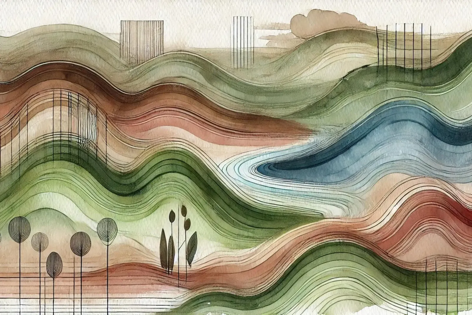Abstract Nature Vibes in Art Deco canvas with Floater frame by Chromatic Fusion Studio