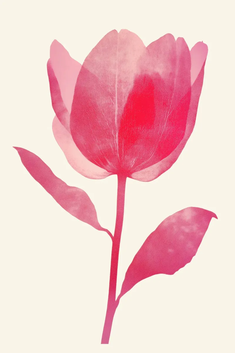 Ilustración de una flor de tulipán rosa poster de Melloi Art Print