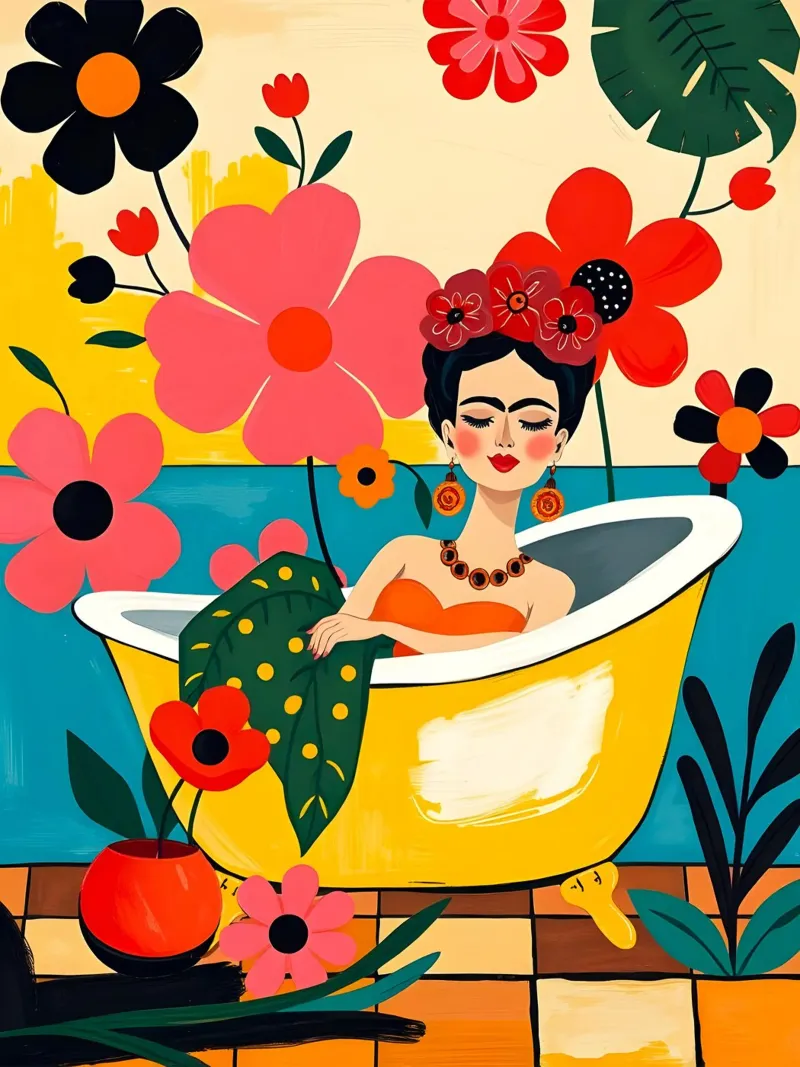 Frida Kahlo nel bagno carta hahnemühle da ARTOMATIC
