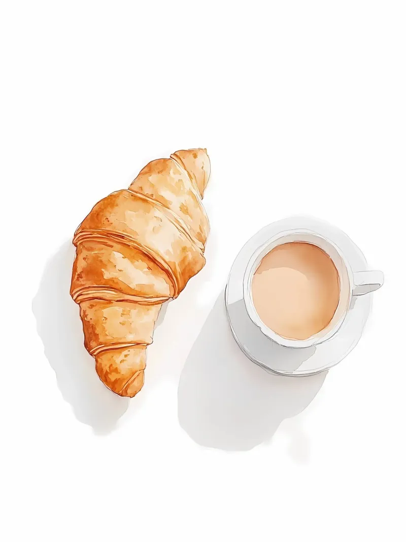 Caffè e croissant pellicola backlit da Olga Wildrose