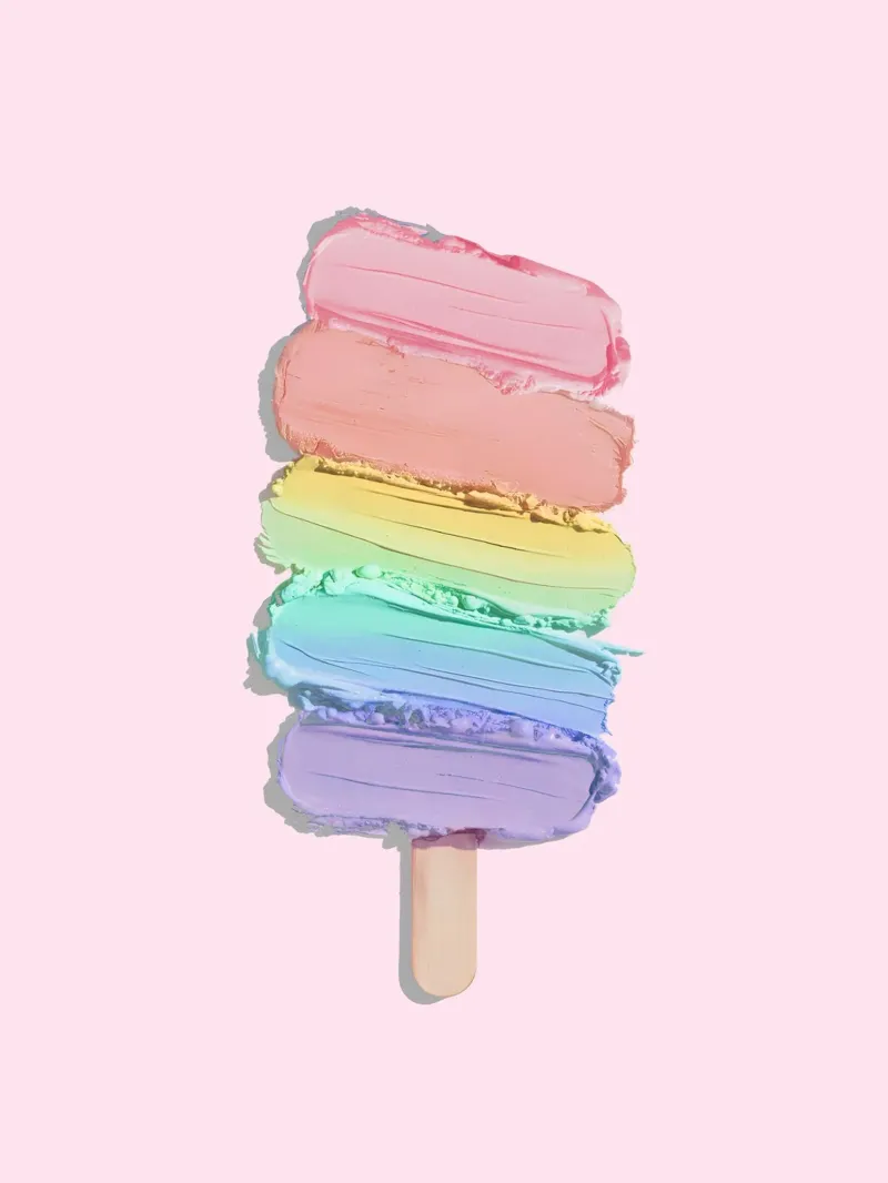 Gelato arcobaleno pastello poster con telaio in legno da cafelab