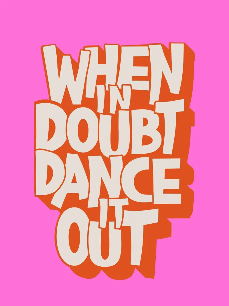 "When In Doubt Dance It Out" Typo Art Print - Pink & Orange pellicola backlit da showmemars