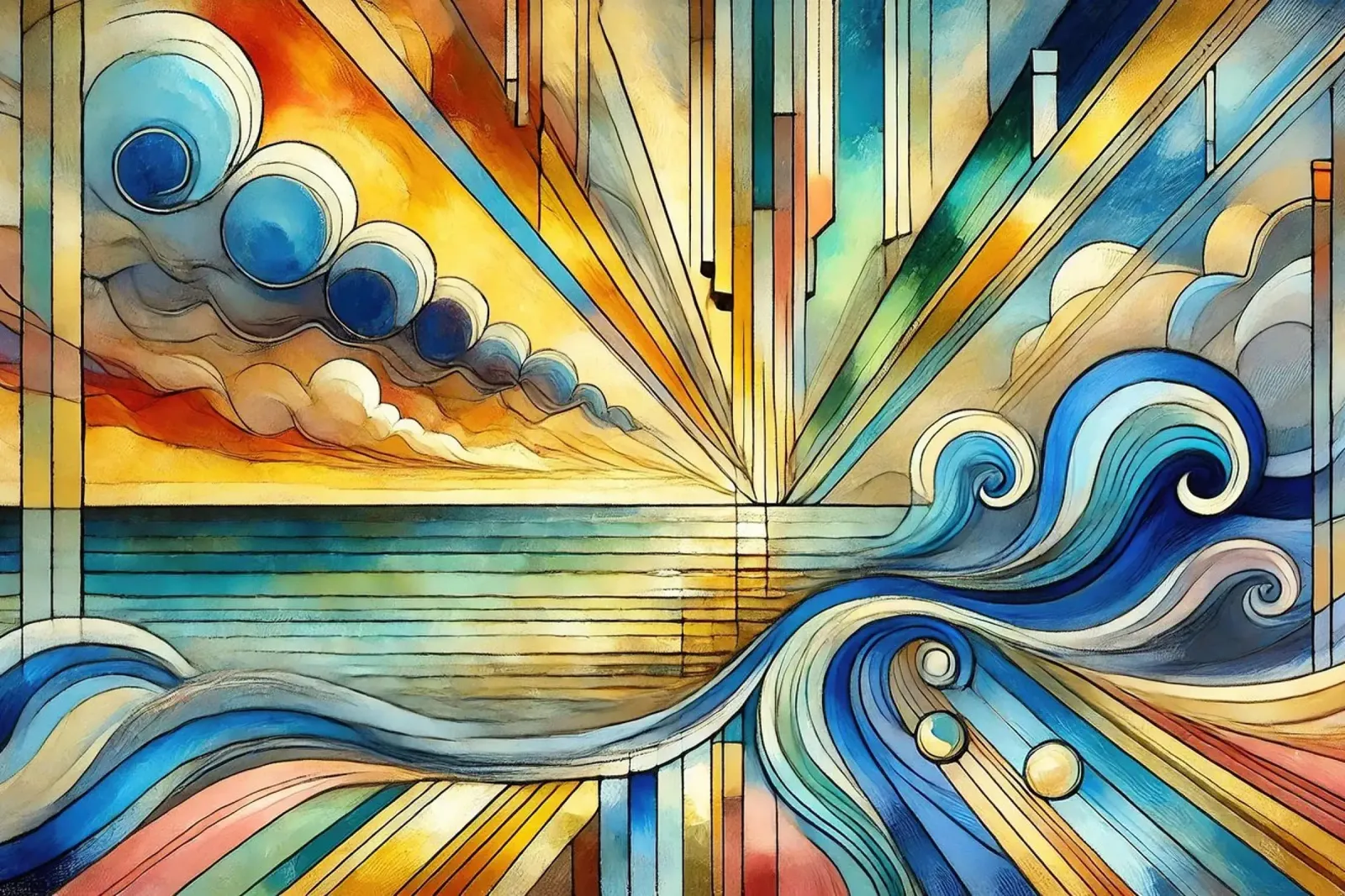 Paisaje marino Art Déco hahnemühle de Chromatic Fusion Studio