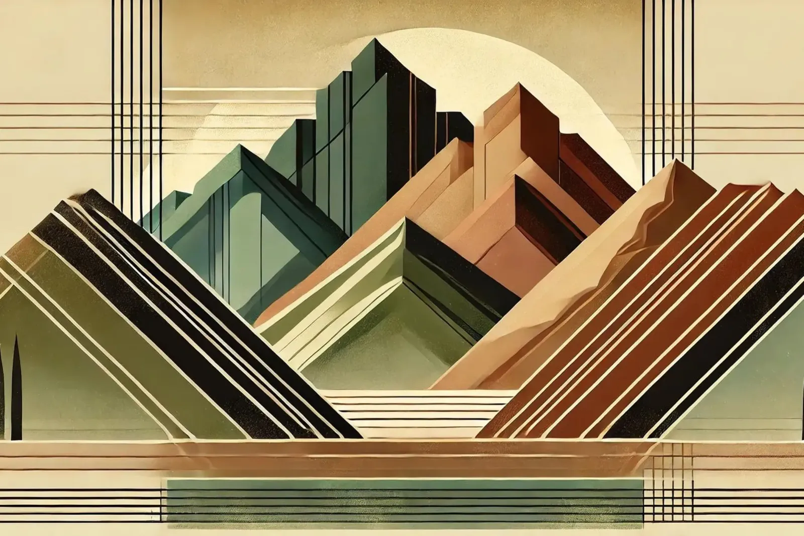 Elegant Art Deco Mountain Peaks canvas by Chromatic Fusion Studio
