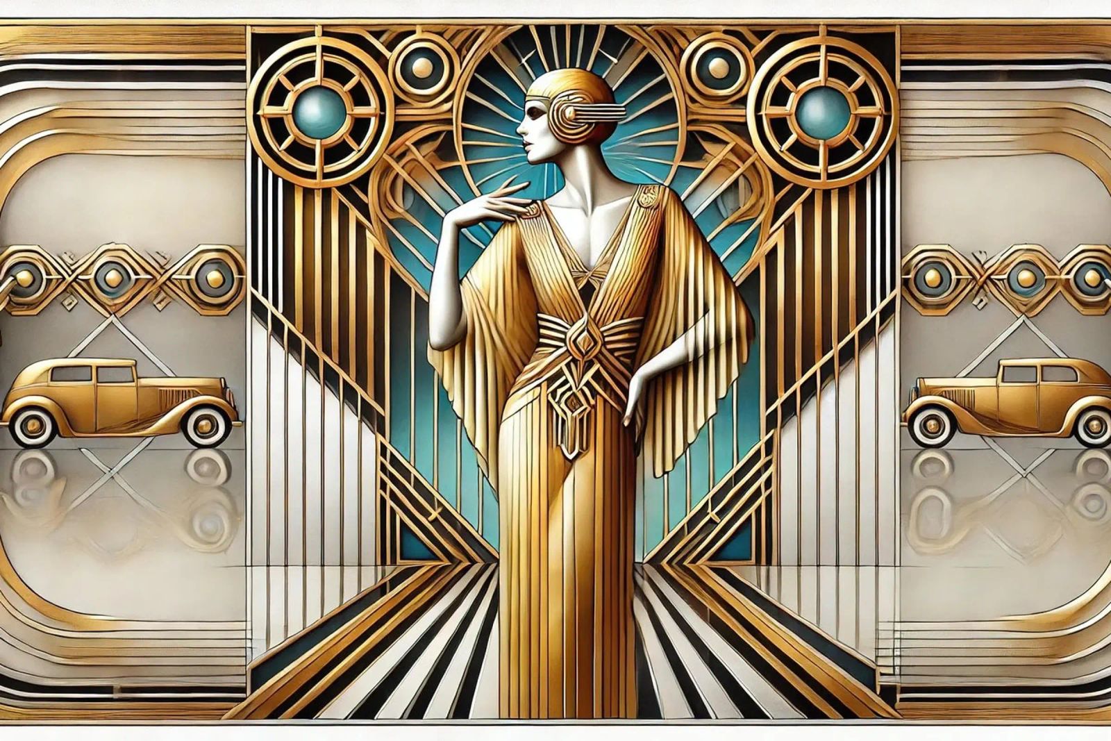Elegant Art Deco Scene alluminio dibond da Chromatic Fusion Studio