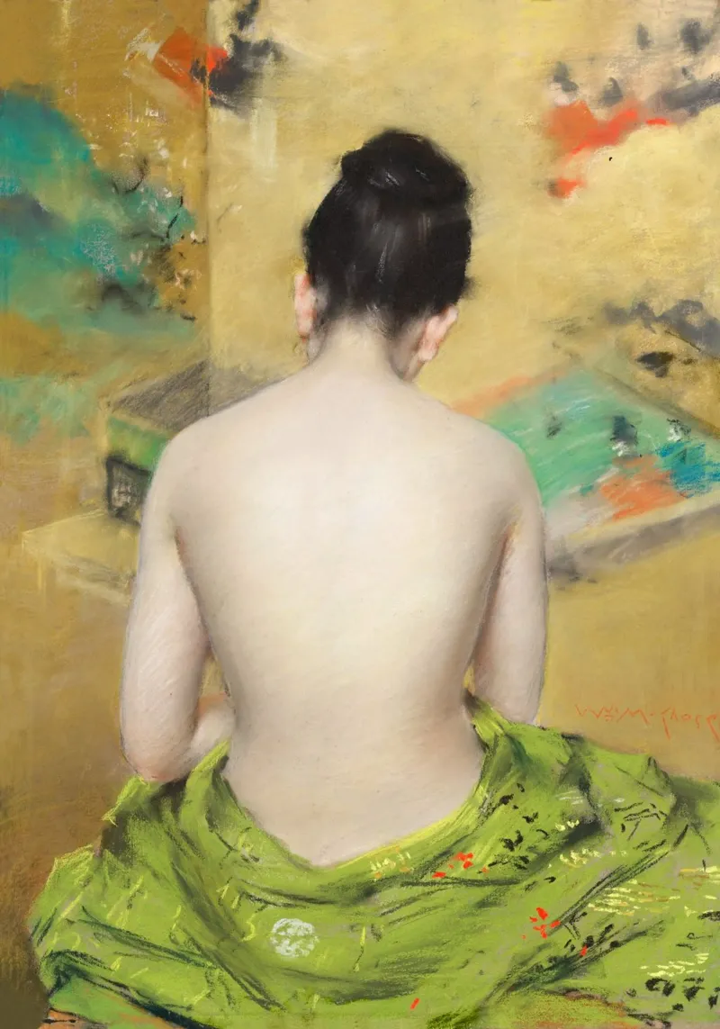 Kleurrijke zittende vrouw canvas met Baklijst van Second Canvas
