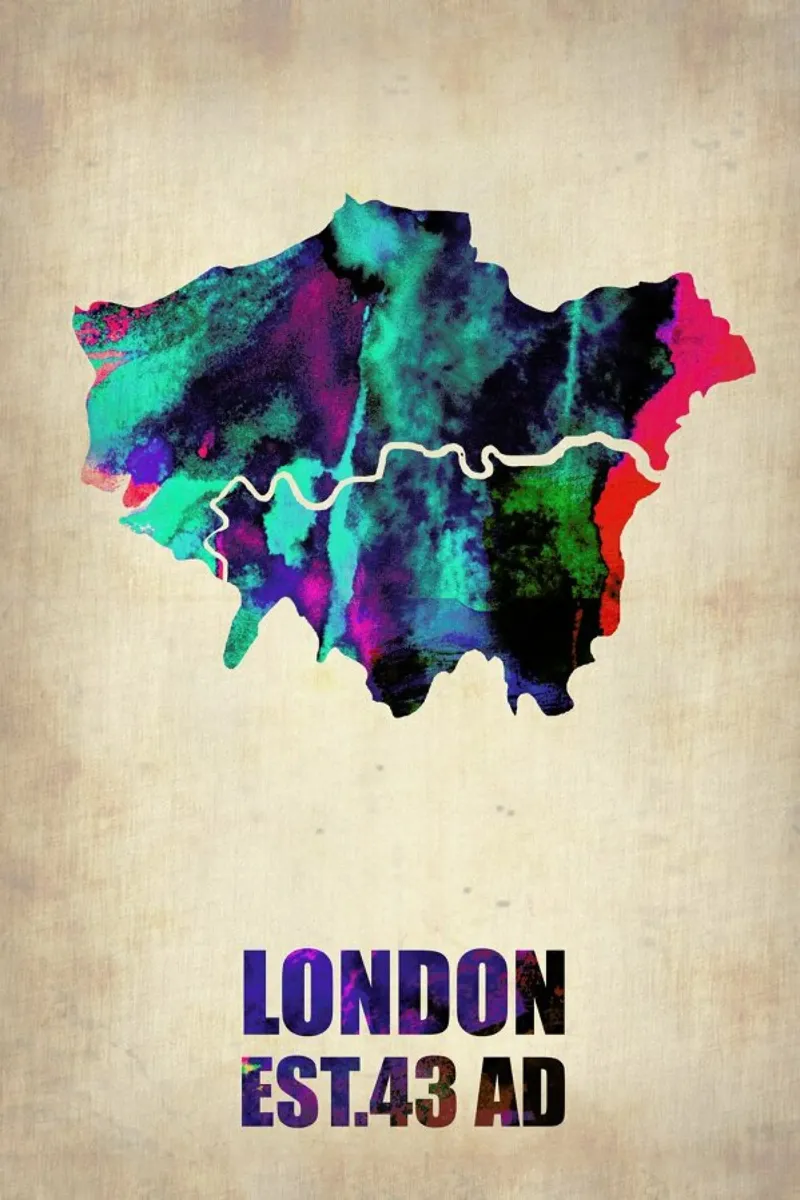 London Watercolor Map pellicola backlit da Naxart