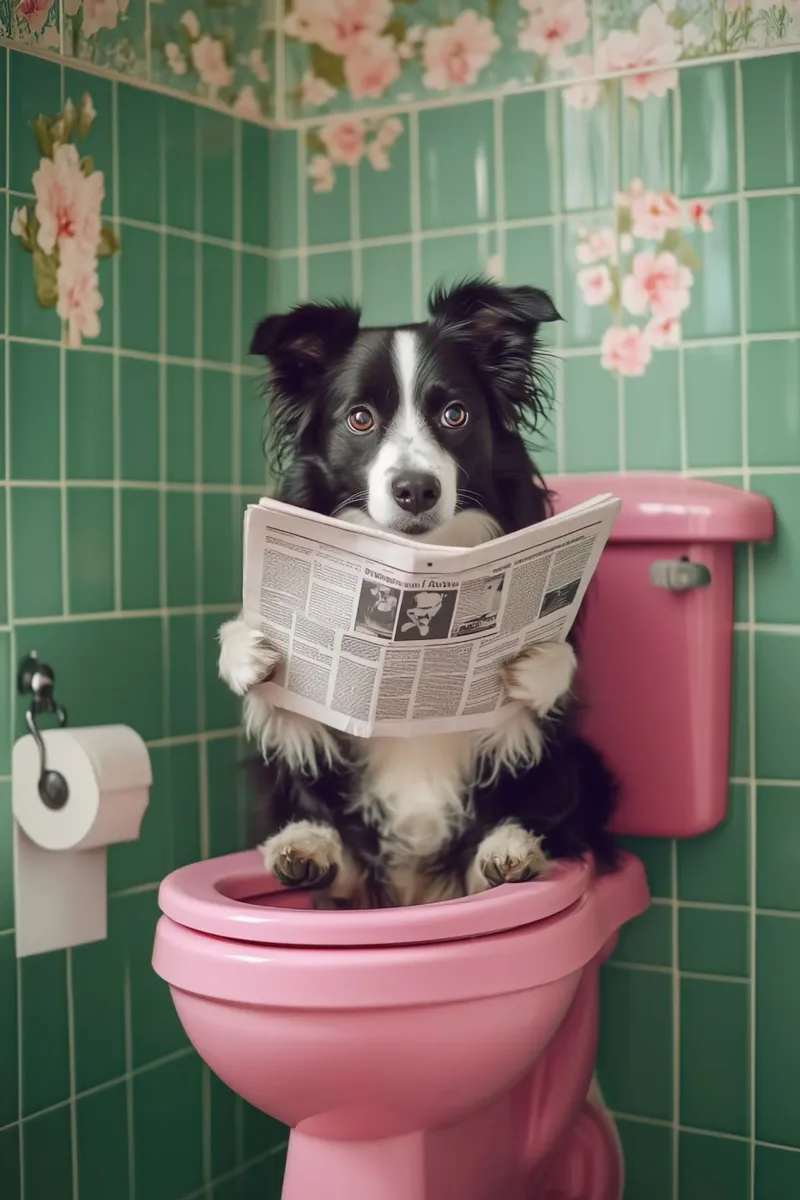 Border Collie liest Zeitung carta hahnemühle da NORDLICHT DESIGNS