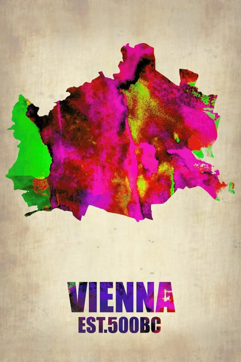 Vienna Watercolor Map pellicola backlit da Naxart