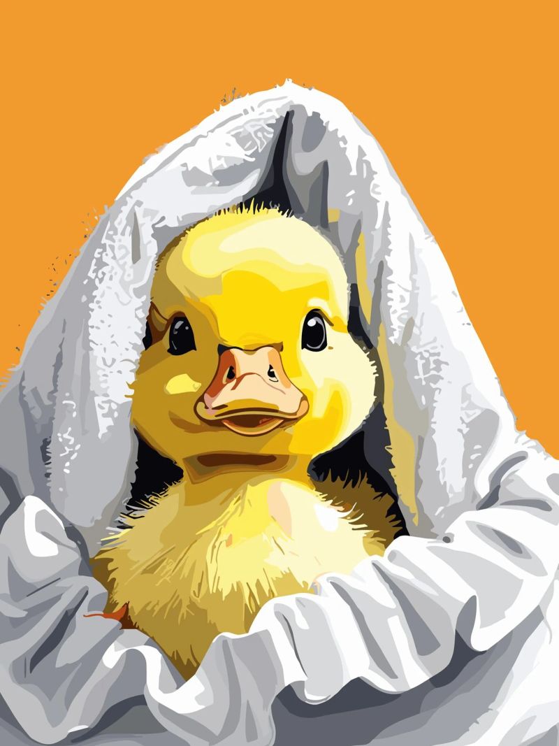 Duckling peeking from under a soft hahnemühle de LisaArtes