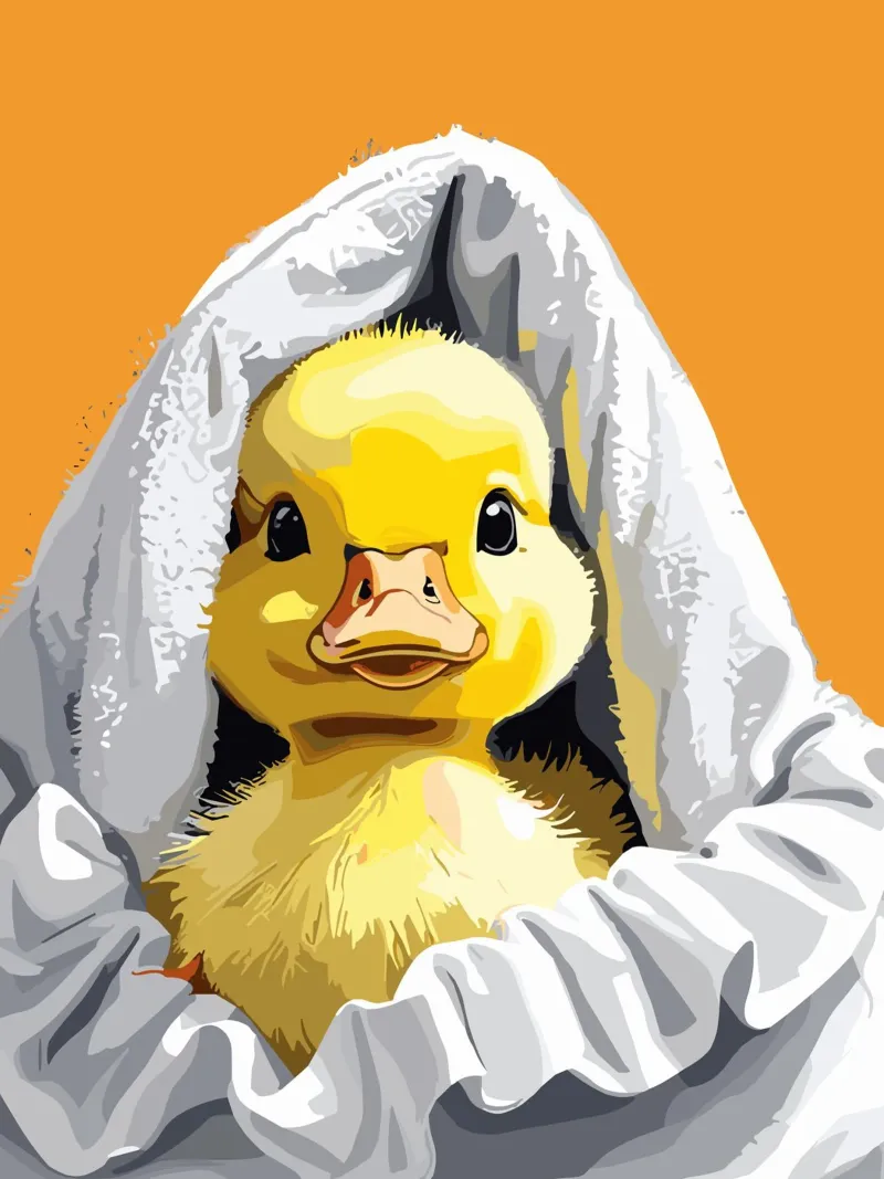 Duckling peeking from under a soft Leinwand von LisaArtes