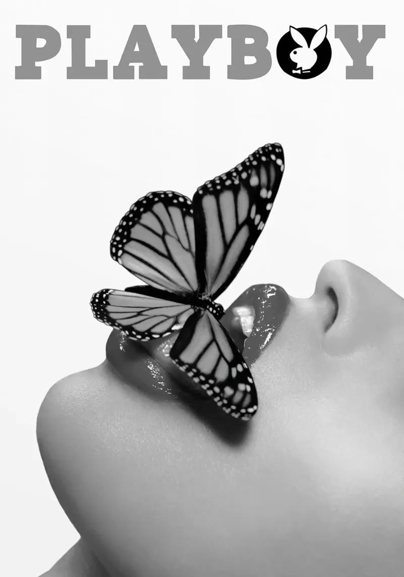 butterfly in the mouth poster con telaio in alluminio da avissta