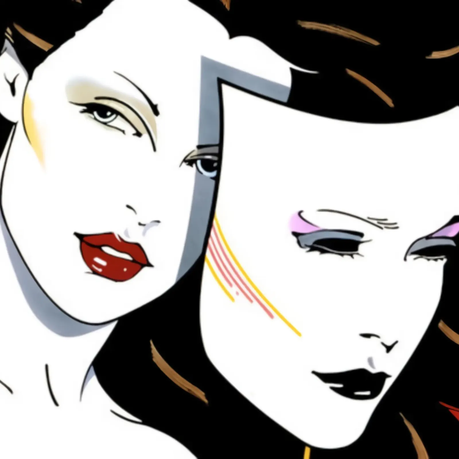 Patrick Nagel - true beauty - masking girl poster con telaio in plastica da avissta