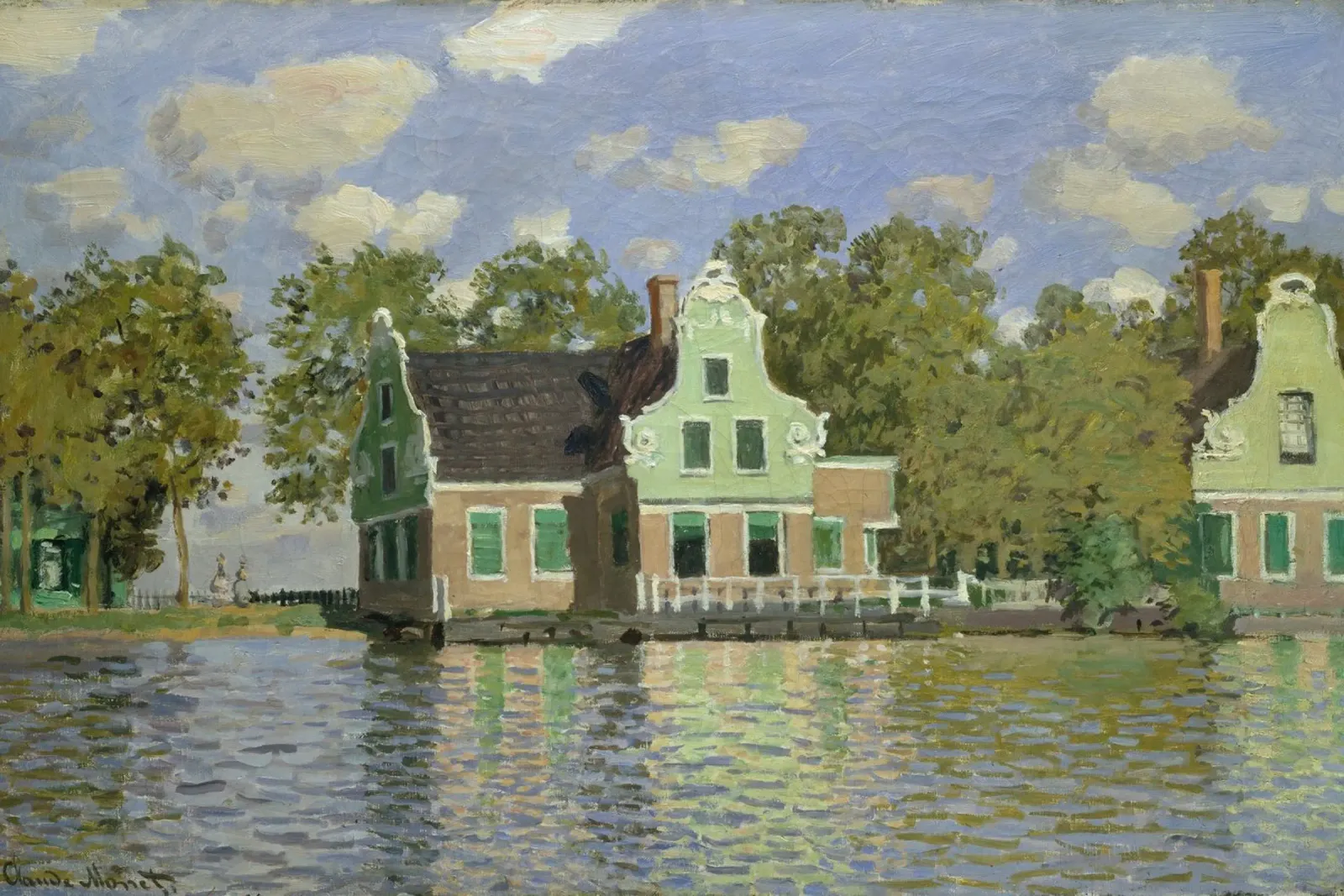 Claude Monet - Case sul fiume Zaan a Zaandam pellicola backlit da Timeless Artworks
