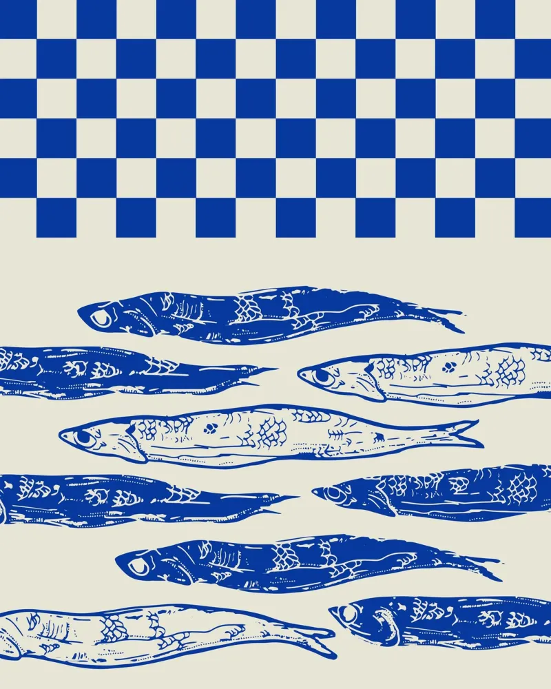 Nordic Sardines Checkered canvas by EDMPROJECT