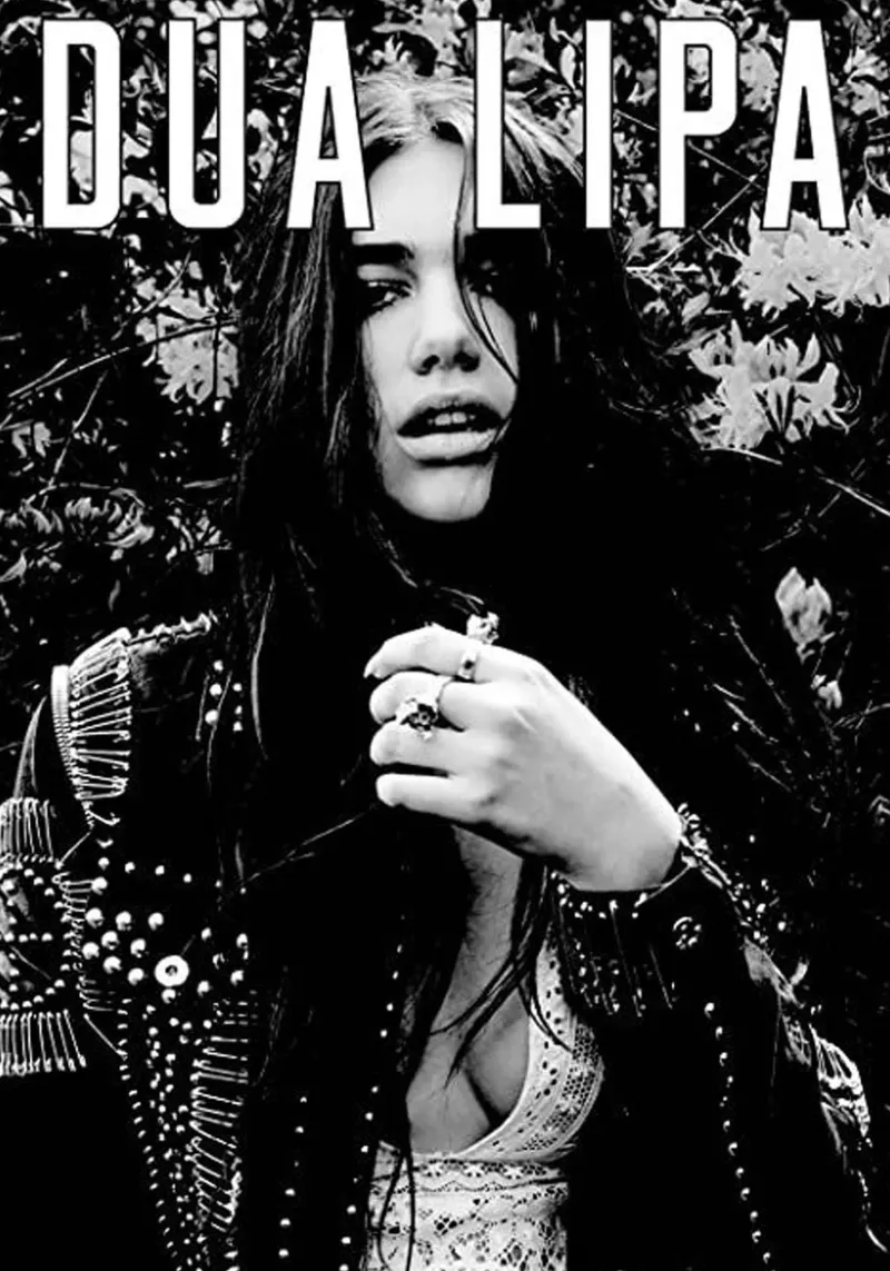 Dua Lipa in black and white poster con telaio in legno da avissta