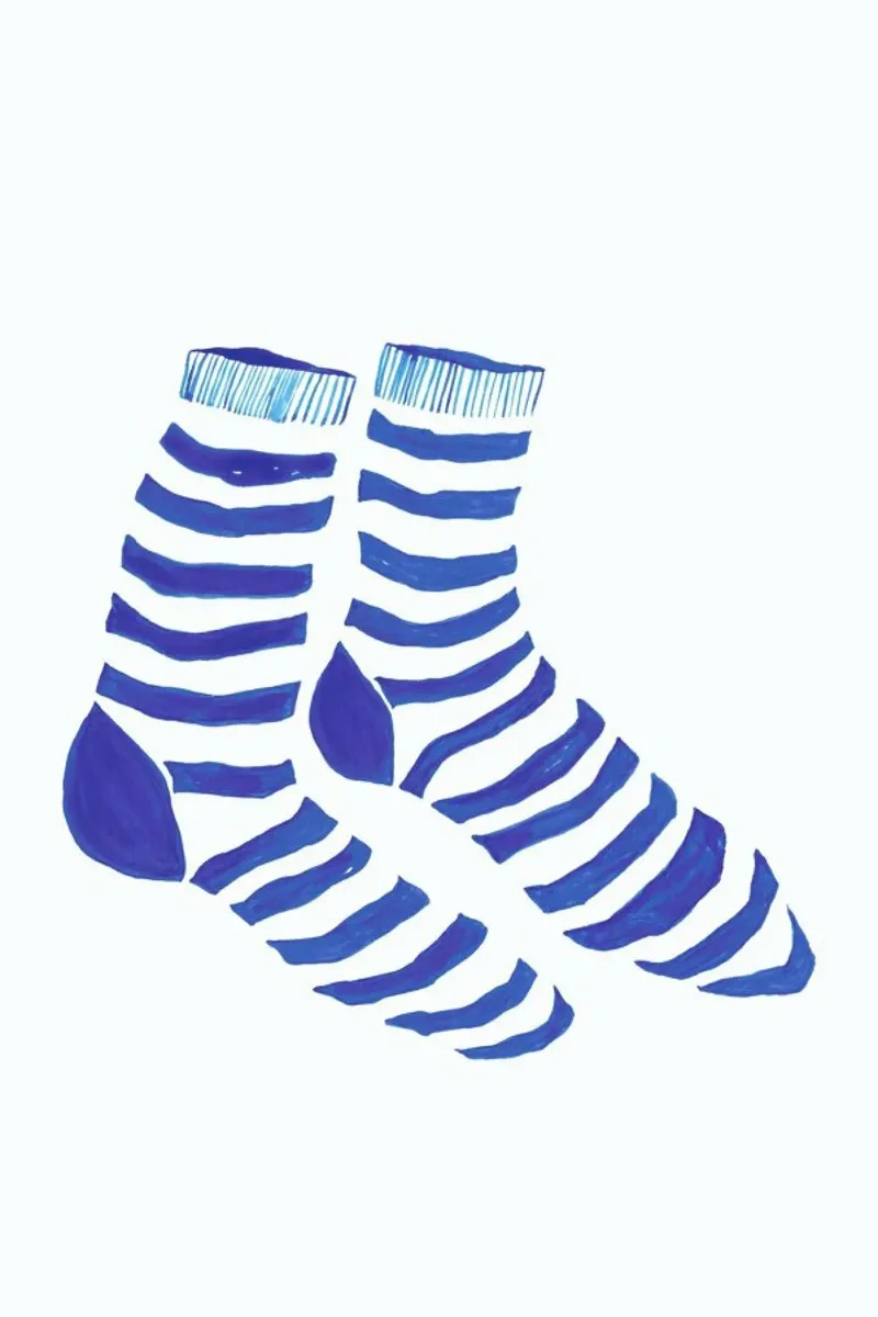 Striped Socks poster con telaio in legno da Atelier Mave