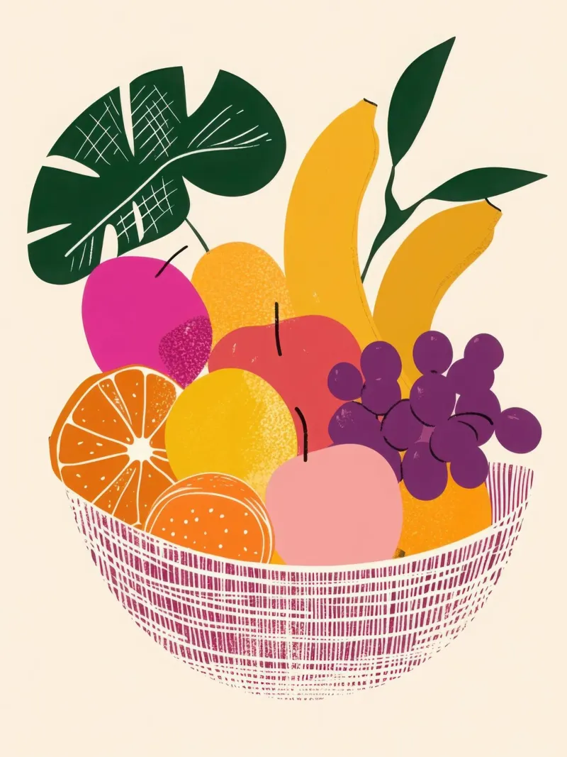 Cestino colorato e ricco di vitamine pellicola backlit da Pop and Fruits - Affiches & posters