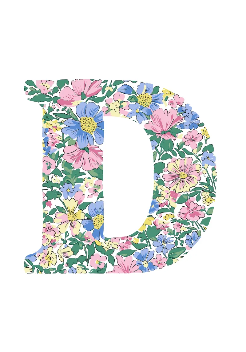 Floral D poster con telaio in legno da KidzStudio