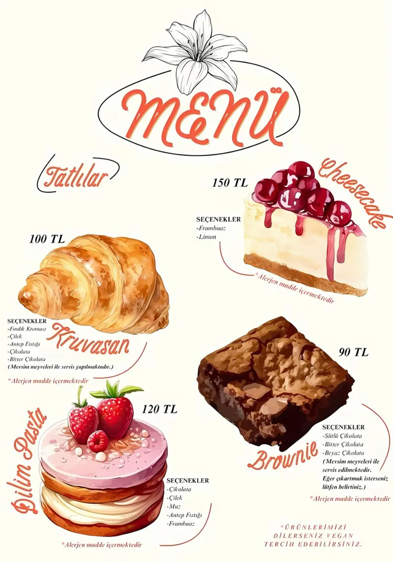 menu torta pellicola backlit da mitaco