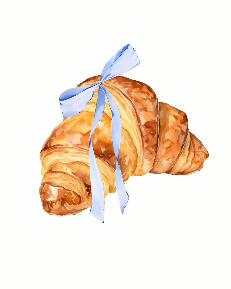 Stampa d'arte chic di croissant per un arredamento da cucina di tendenza e preppy poster con telaio in alluminio da mitaco