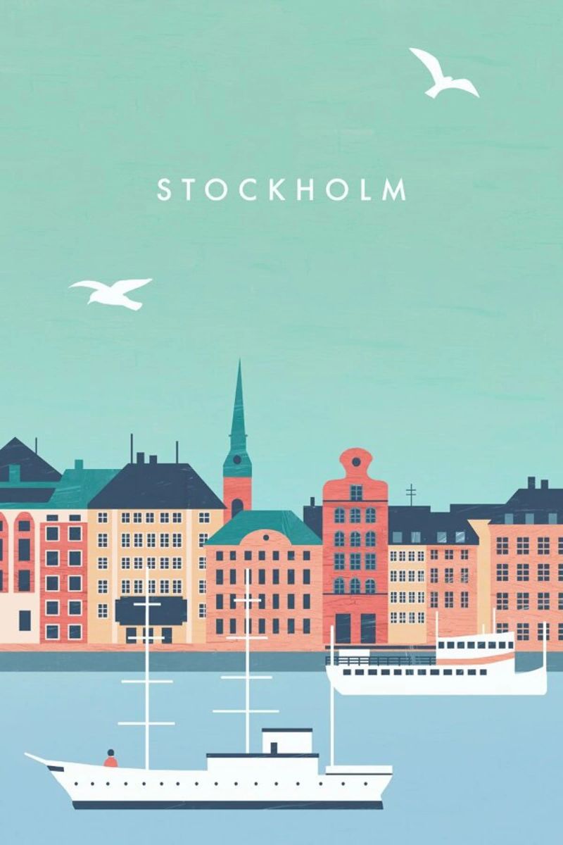 Stockholm Leinwand mit Schattenfugenrahmen von Katinka Reinke