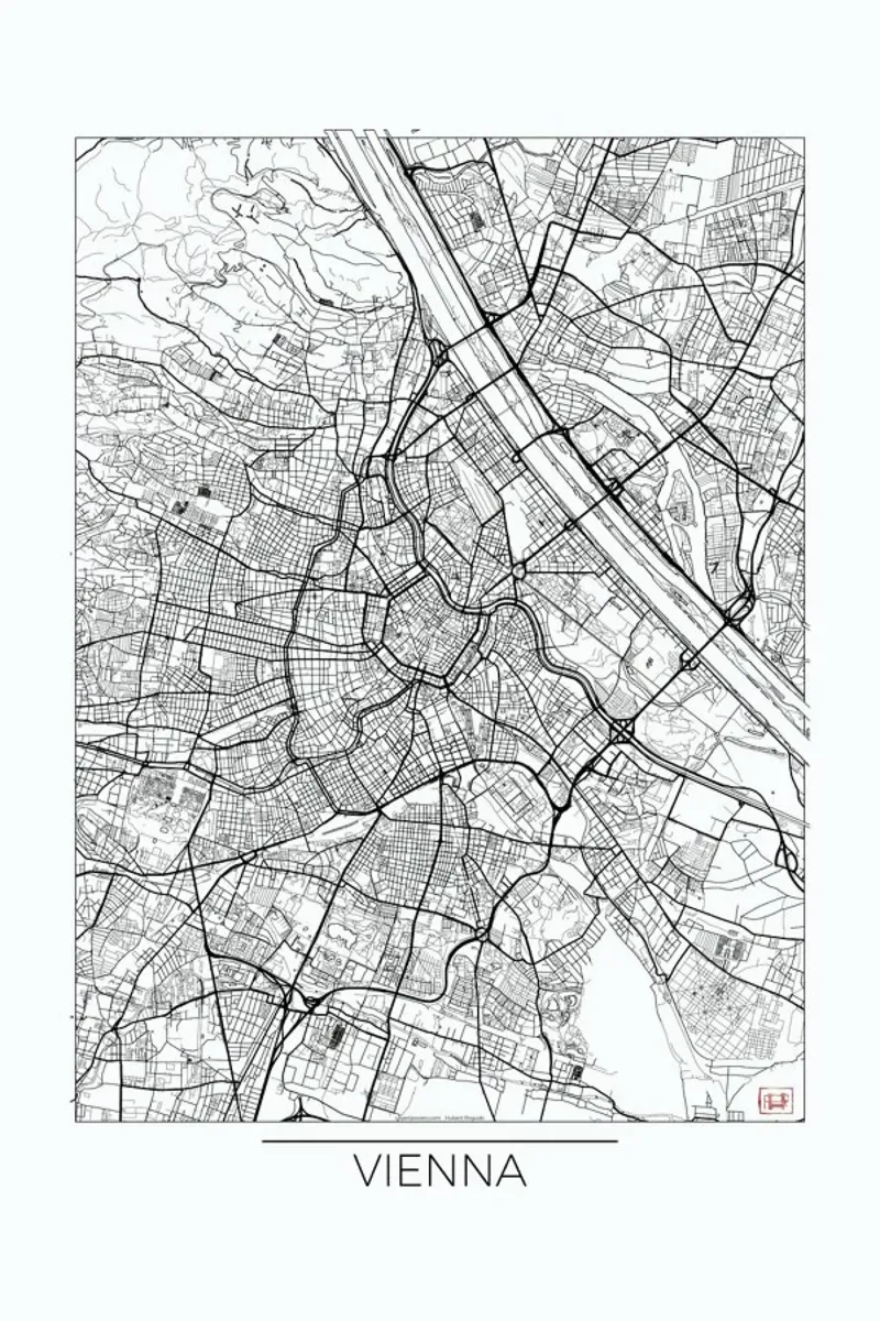 Vienna Minimal poster con telaio in legno da Hubert Roguski