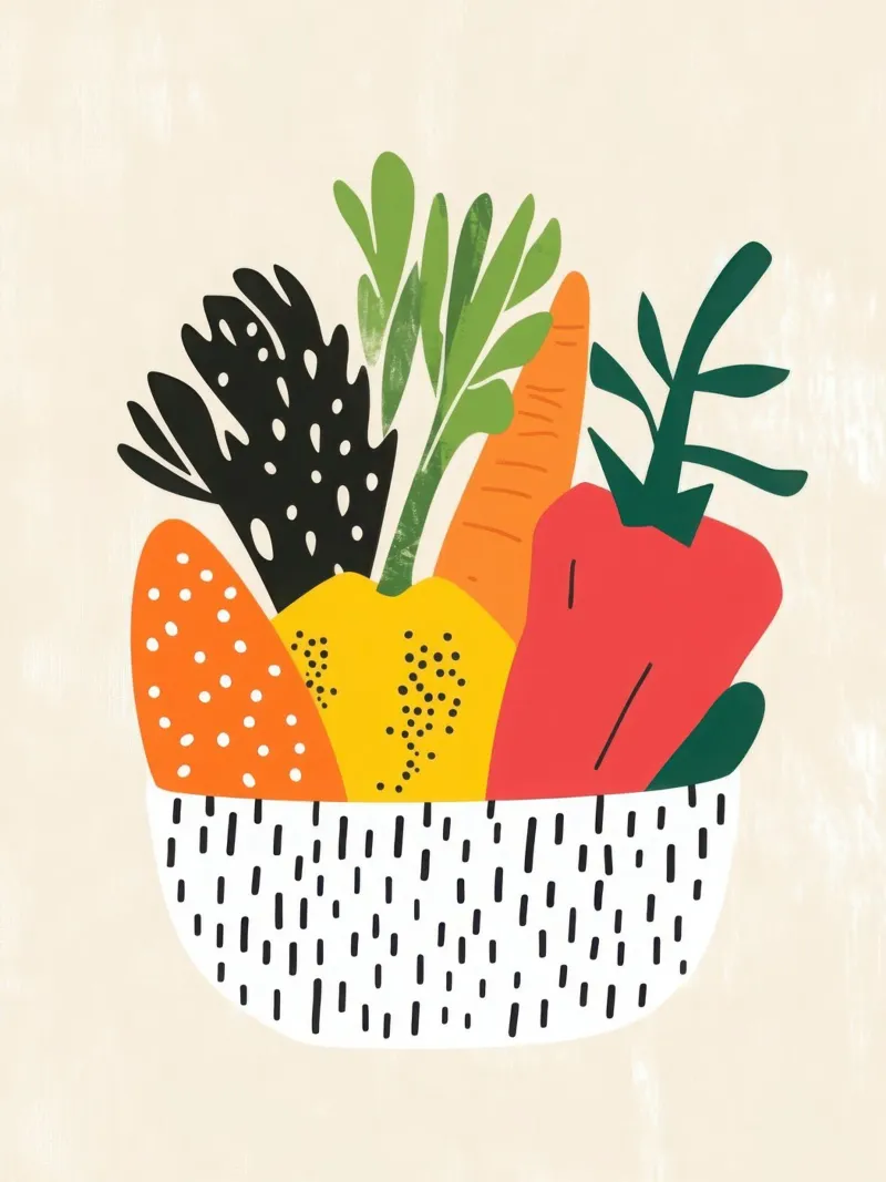 Sfumature di armonia vegetale poster con telaio in alluminio da Pop and Fruits - Affiches & posters