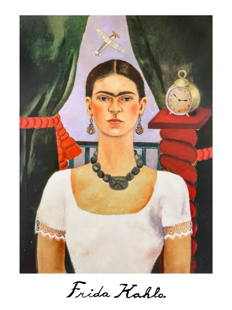 Frida, time flies poster with plastic frame by Carinaprint
