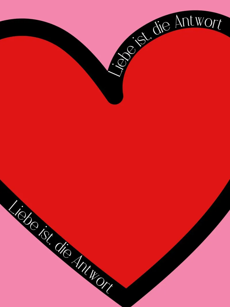 L'amour est la réponse Typographie Déclaration moderne poster avec cadre en aluminium de HummelBär