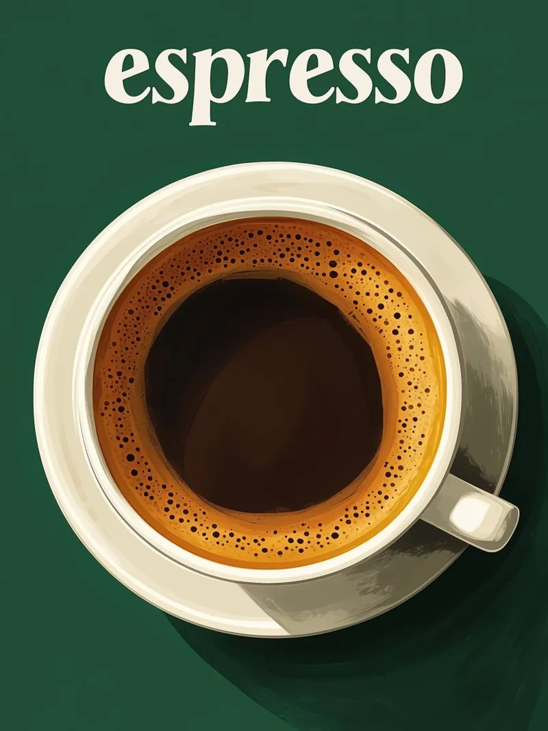 Illustrazione vintage di un espresso alluminio dibond da Spice & Style