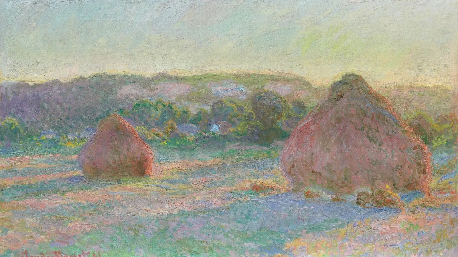 Claude Monet - Stacks of Wheat (End of Summer) - 1891 canvas with Floater frame by Timeless Artworks