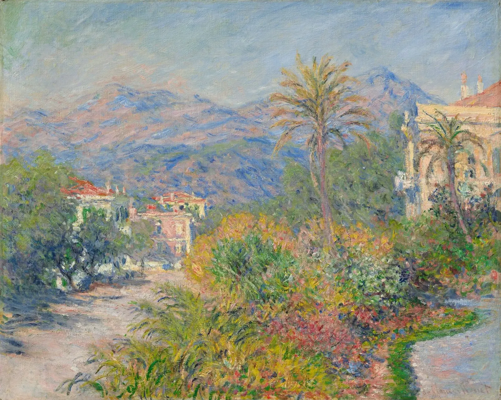 Claude Monet - La Strada Romana a Bordighera (1884) pellicola backlit da Timeless Artworks