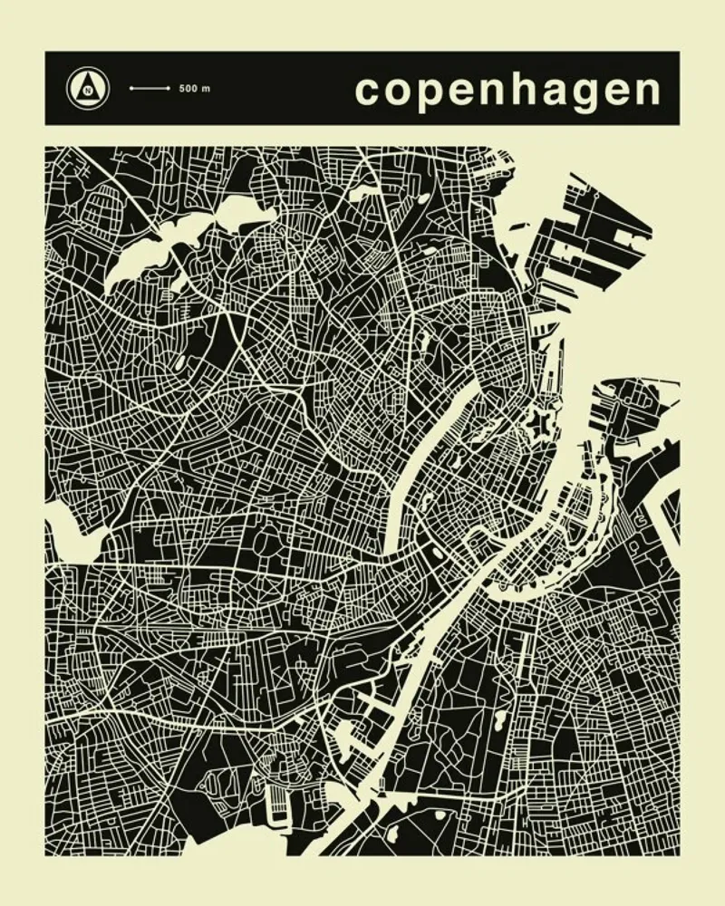 Mappa di Copenaghen plexiglass da Jazzberry Blue