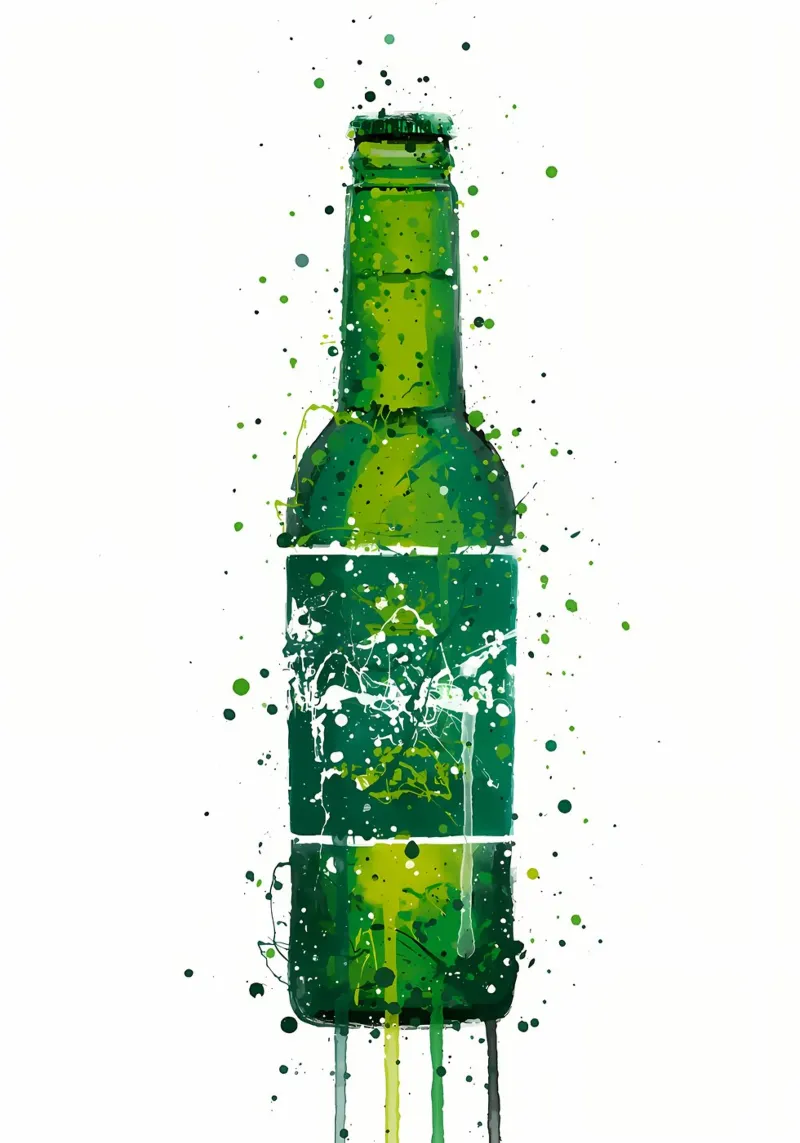 Beer Bottle Danish Green canvas by Coffee shop