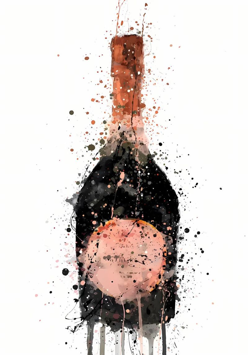 Champagne Bottle Rosy poster by Coffee shop