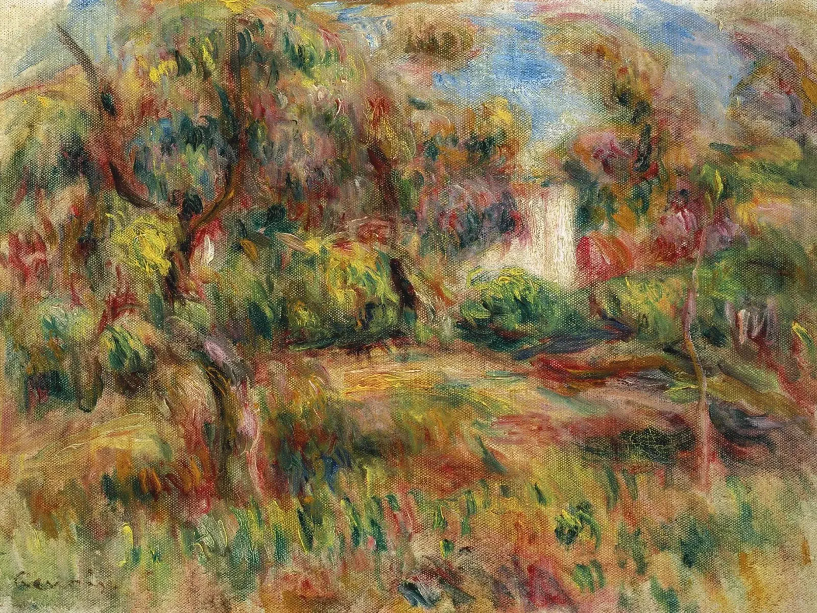 Pierre-Auguste Renoir - Paesaggio con capanna alluminio dibond da Timeless Artworks